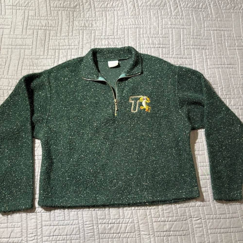 Vintage Disney Tigger Sweater Embroidered Small Made USA Quarter Zip 90s Y2K